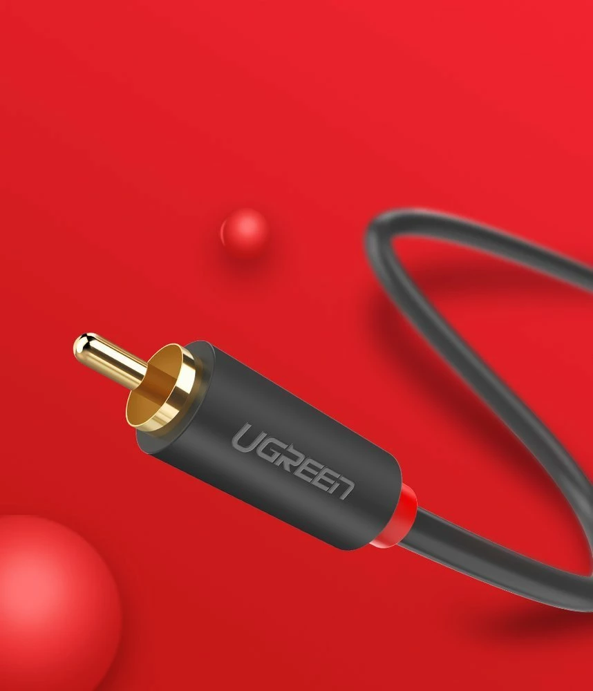 Kabllo audio Ugreen AV104 10520, 2RCA mashkull në 2RCA mashkull, 5m, Gri
