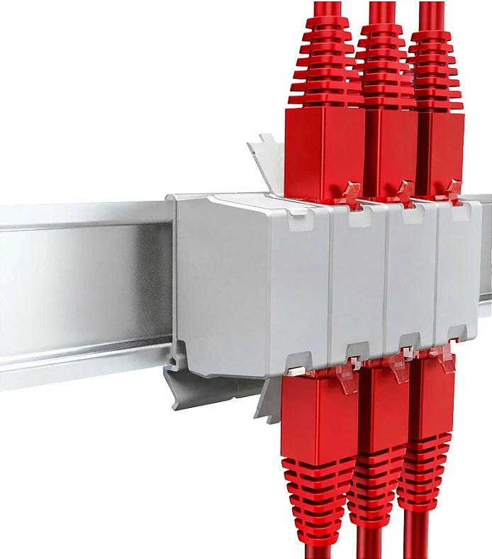 Keystone kopler EQUIP Cat6A, RJ45 femër-femër, i mbrojtur (FTP), PoE, gri