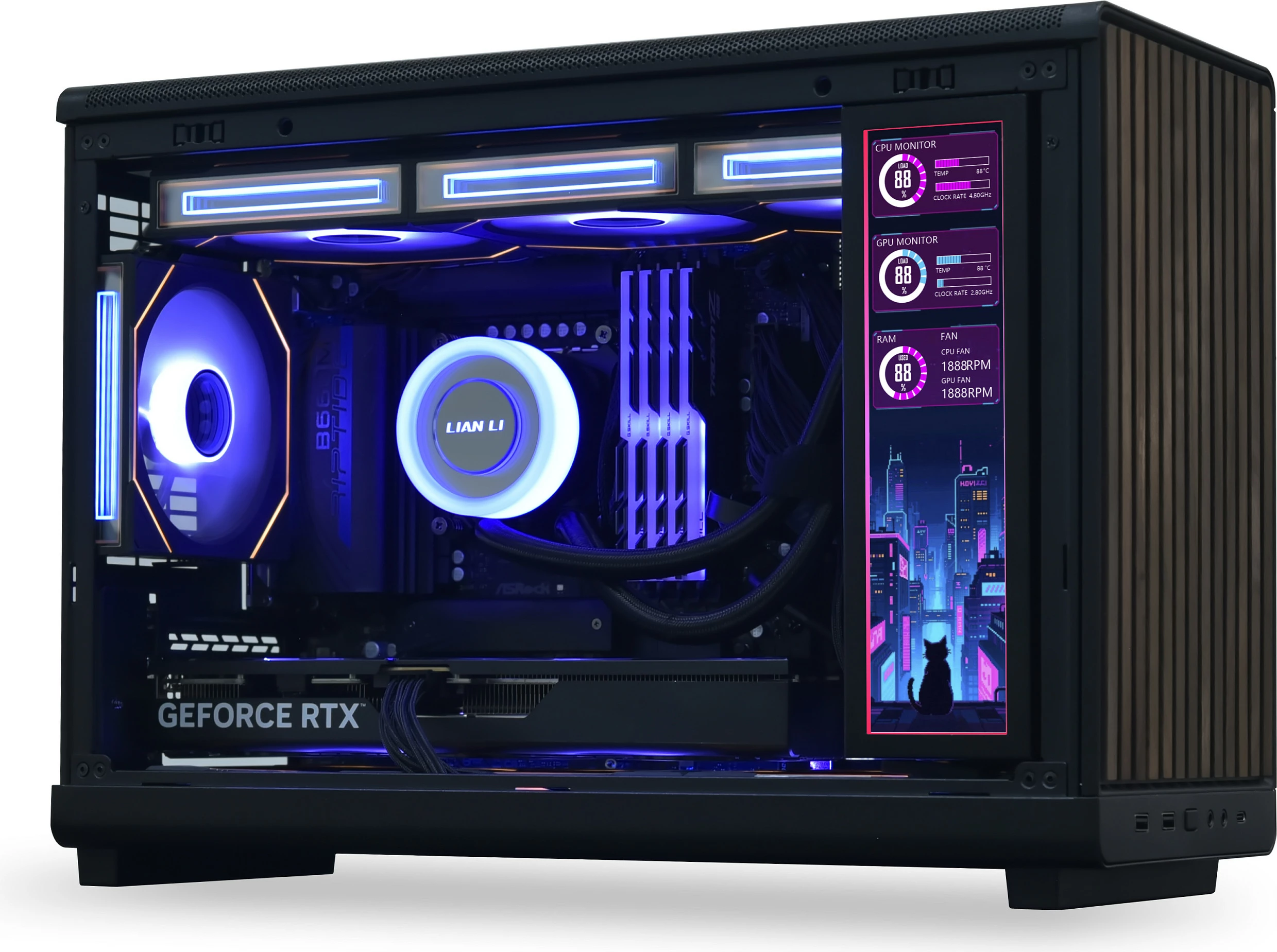 Ekran universal Lian Li 8.8 inç, 5V, për kasë PC, i zi