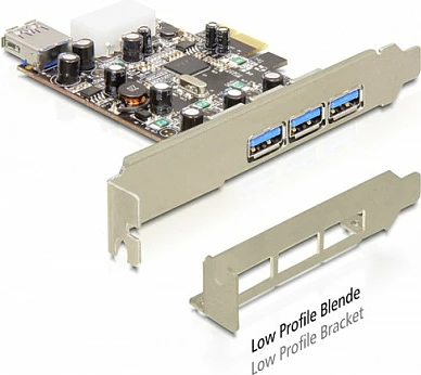Kartelë zgjerimi PCIe DeLOCK 89281, 4x USB 3.2 Gen 1 Type-A, 5 Gbit/s, low profile