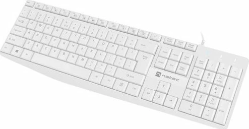 Tastierë Natec Nautilus Slim NKL-1951, me kabllo, layout US, me numpad, e bardhë