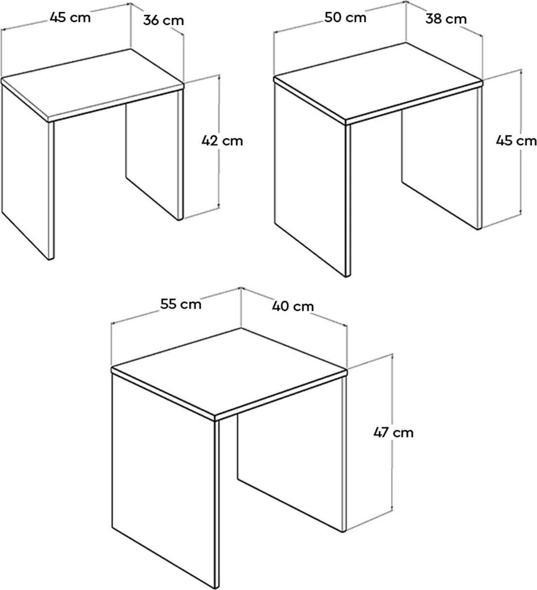 Tavolina kafeje Hanah Home, set prej 3 copësh, ngjyrë sonomo, Shp-103-Ss-1