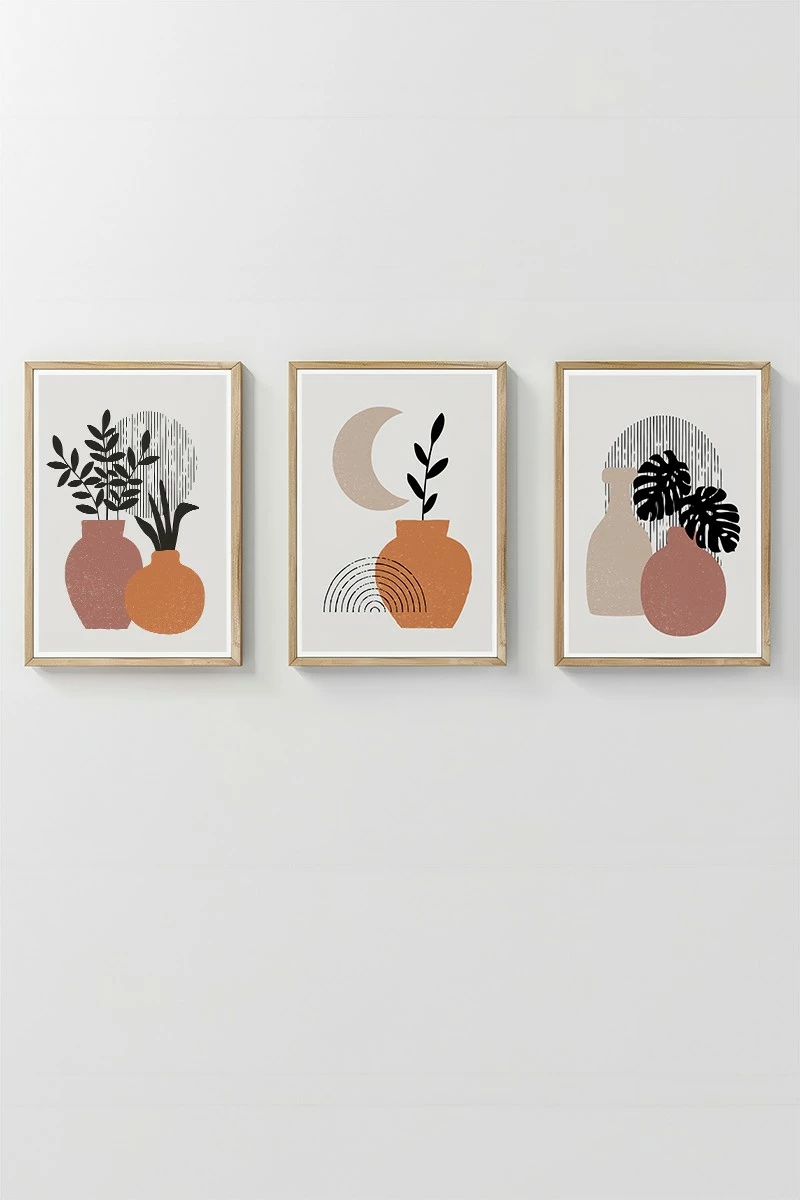 Set pikturash dekorative me kornizë, 3 copë, Wallity, 3Dartsohoset112
