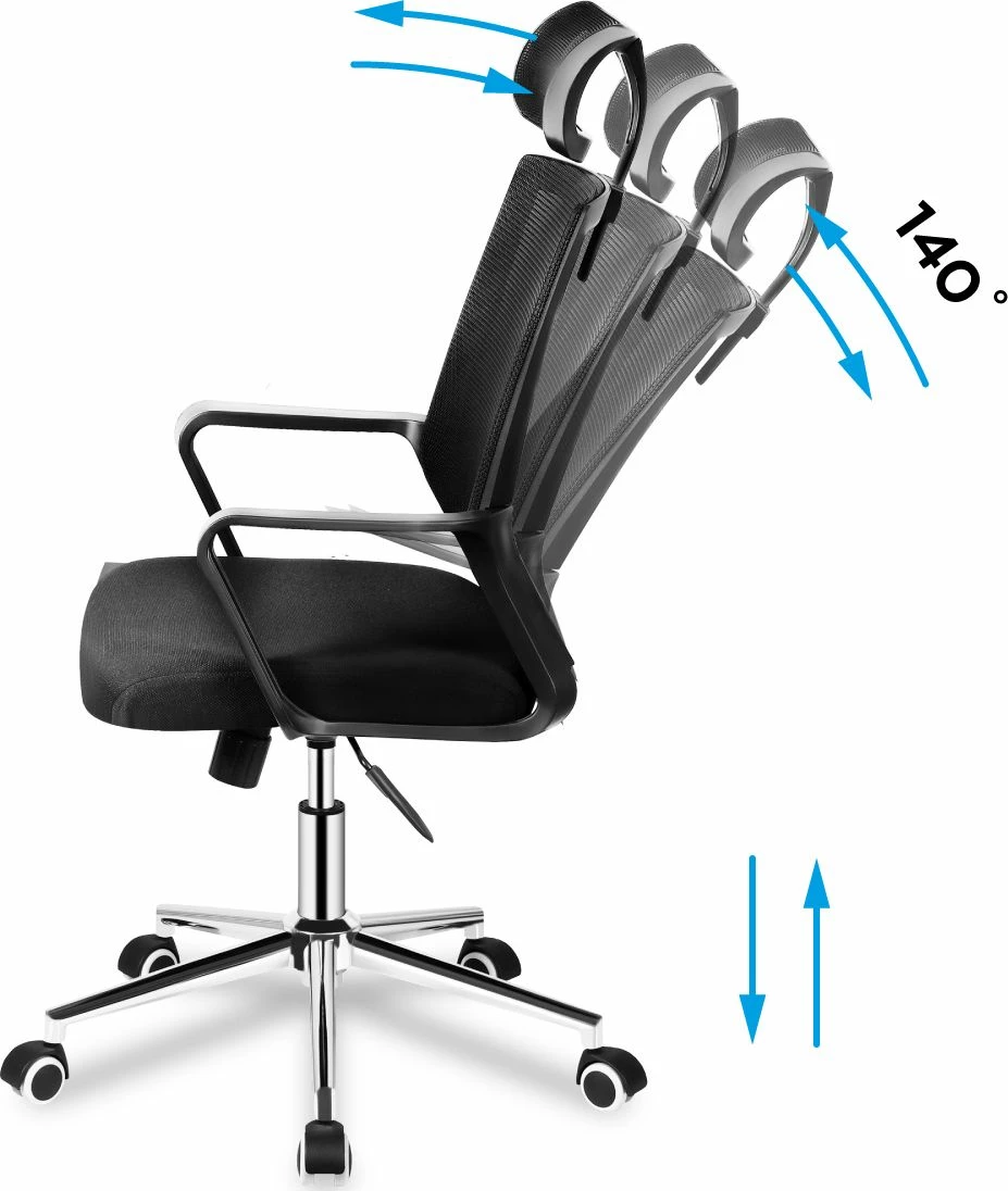 Karrige zyre ergonomike Huzaro Manager 2.1, Mesh HD, me rrota, max 130 kg, e zezë