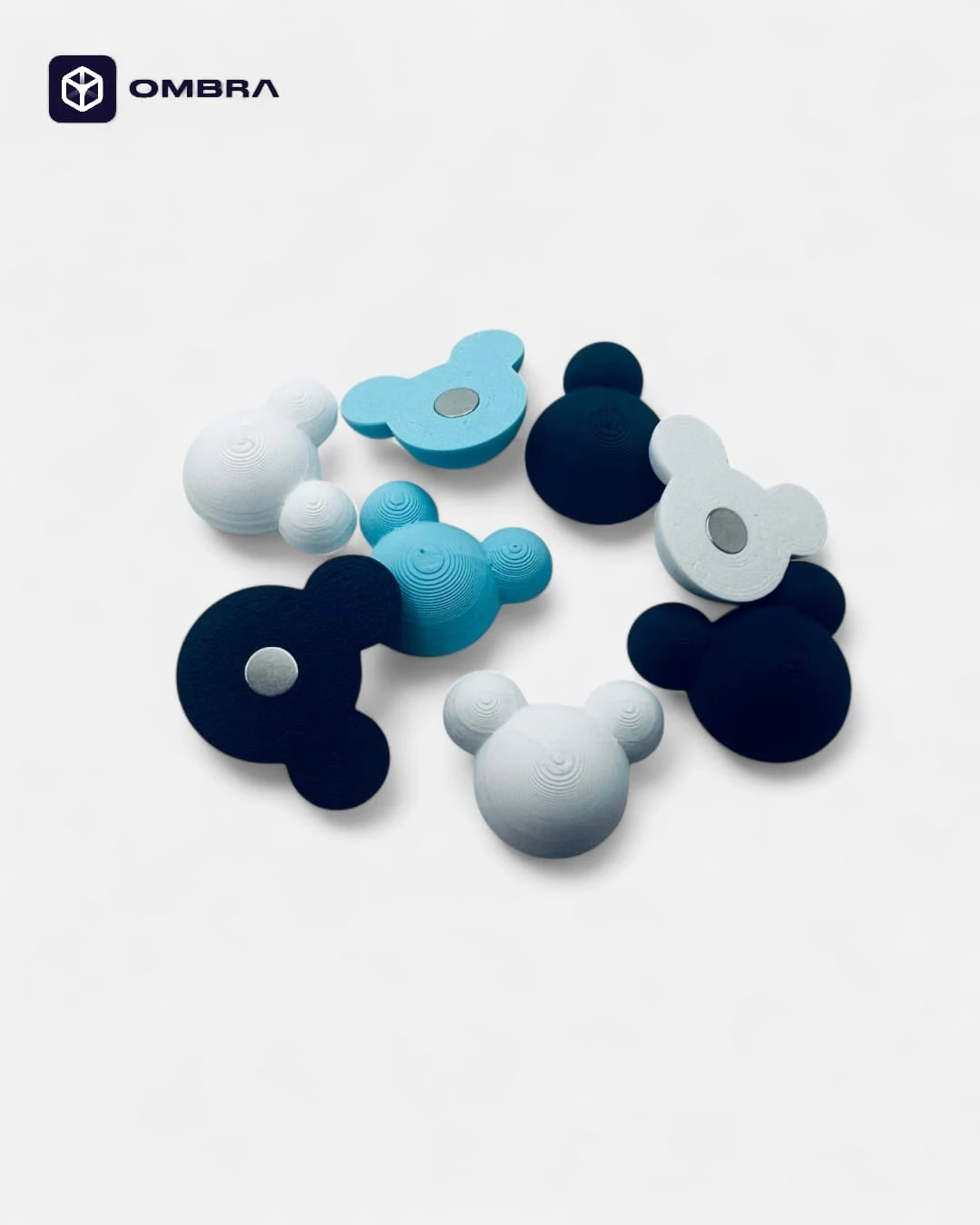 Micky Fridge Magnet Set – 6 Pieces (Blue & White)