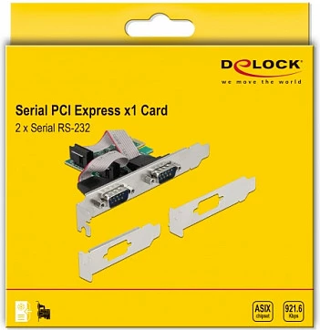 Kartë zgjerimi PCIe DeLOCK, 2x RS-232 Serial, PCIe 2.0, Low Profile