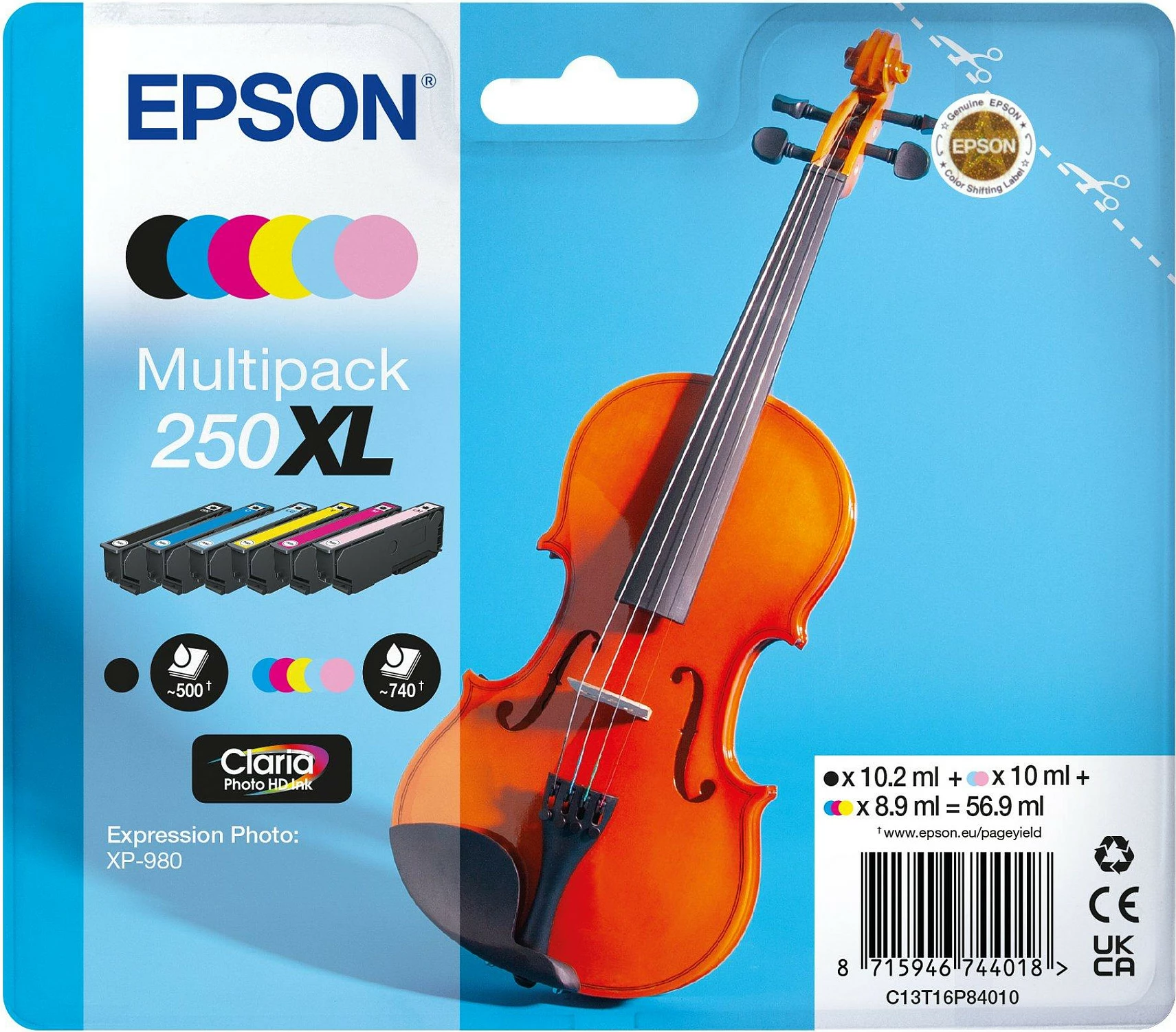 Kartrigë boje Epson 250XL Multipack T16P8 (C13T16P84010), 6 ngjyra