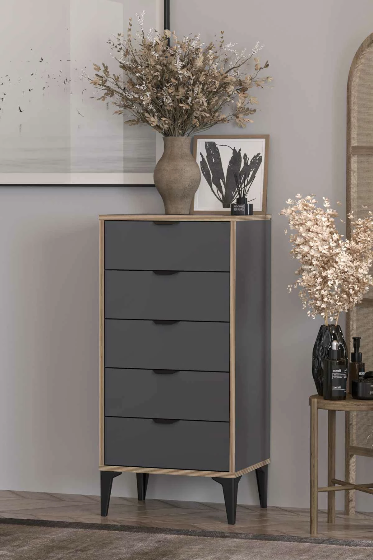 Komodë Arden, ngjyrë antracit, Skye Decor