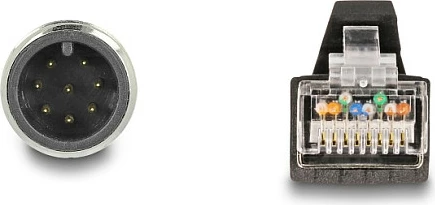 Kabllo Ethernet industriale DeLOCK M12 A-coded 8-pin (mashkull) në RJ45 (mashkull), 2 m, PUR/TPU, e gjelbër