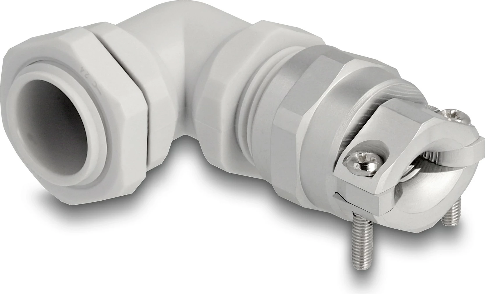 Glandë kablli DeLOCK PG11, 90° angled, IP68, për kabllo 5-10 mm, gri