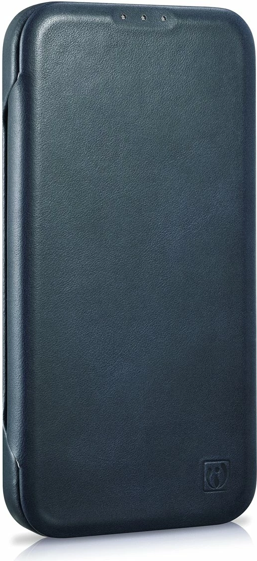 Mbështjellës iCarer Oil Wax Premium Leather Folio për iPhone 14 Plus, MagSafe, kaltër