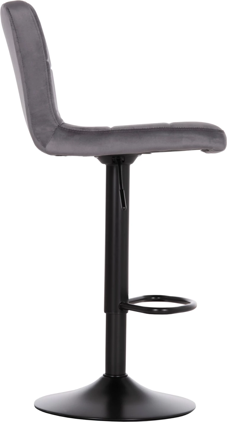 Karrige për bar rrotulluese DIANA, kadife gri, metal i zi mat, FH202.41, 44x52x109cm, set prej 2 copësh