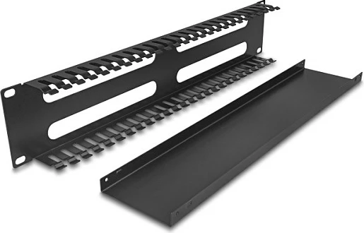 Panel menaxhimi kabllosh DeLOCK 19" 2U, metal, me 4 hapje, i zi