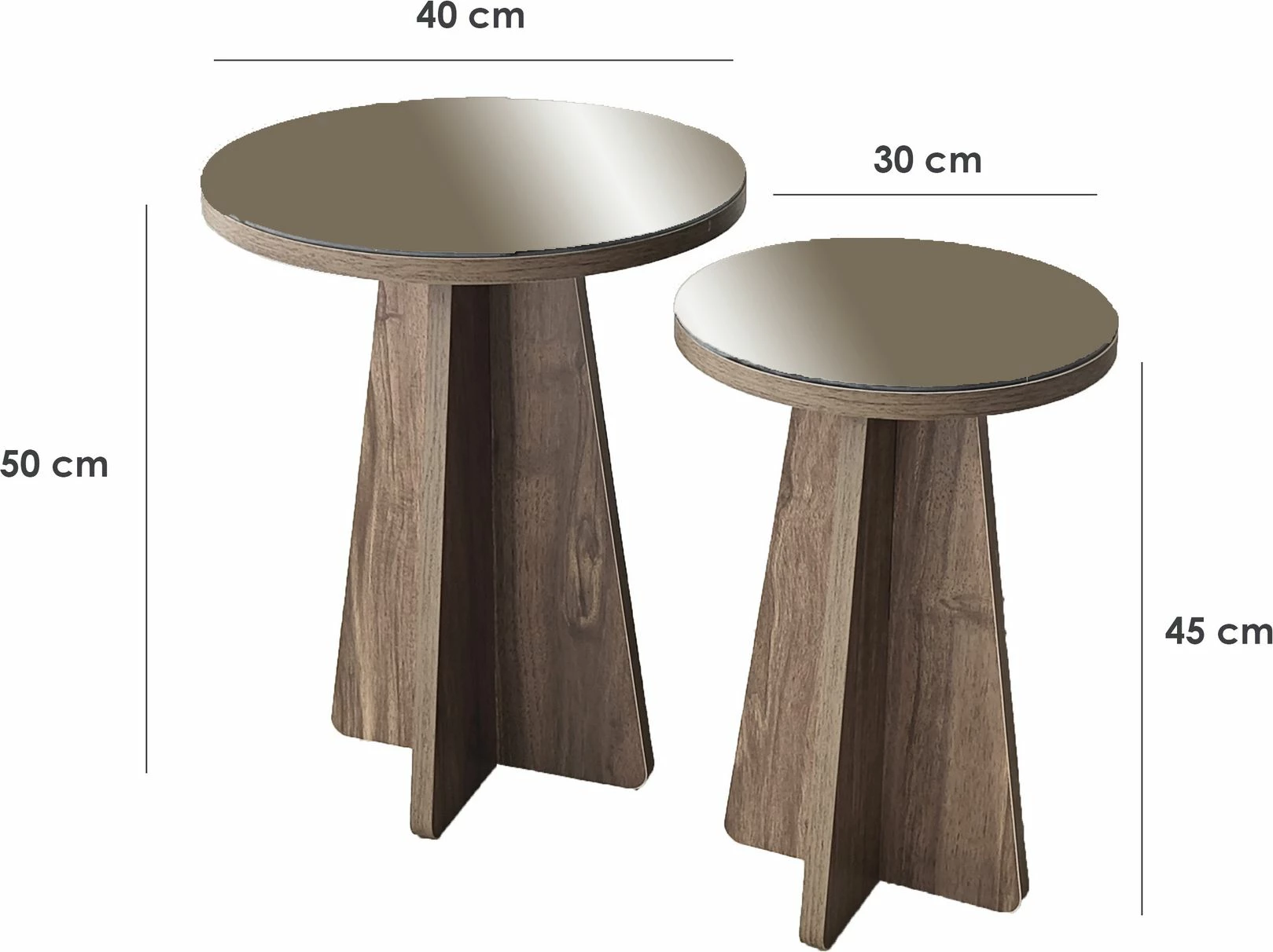 Set tavolinash anësore Skye Decor, Luna 2, bronzi, arr