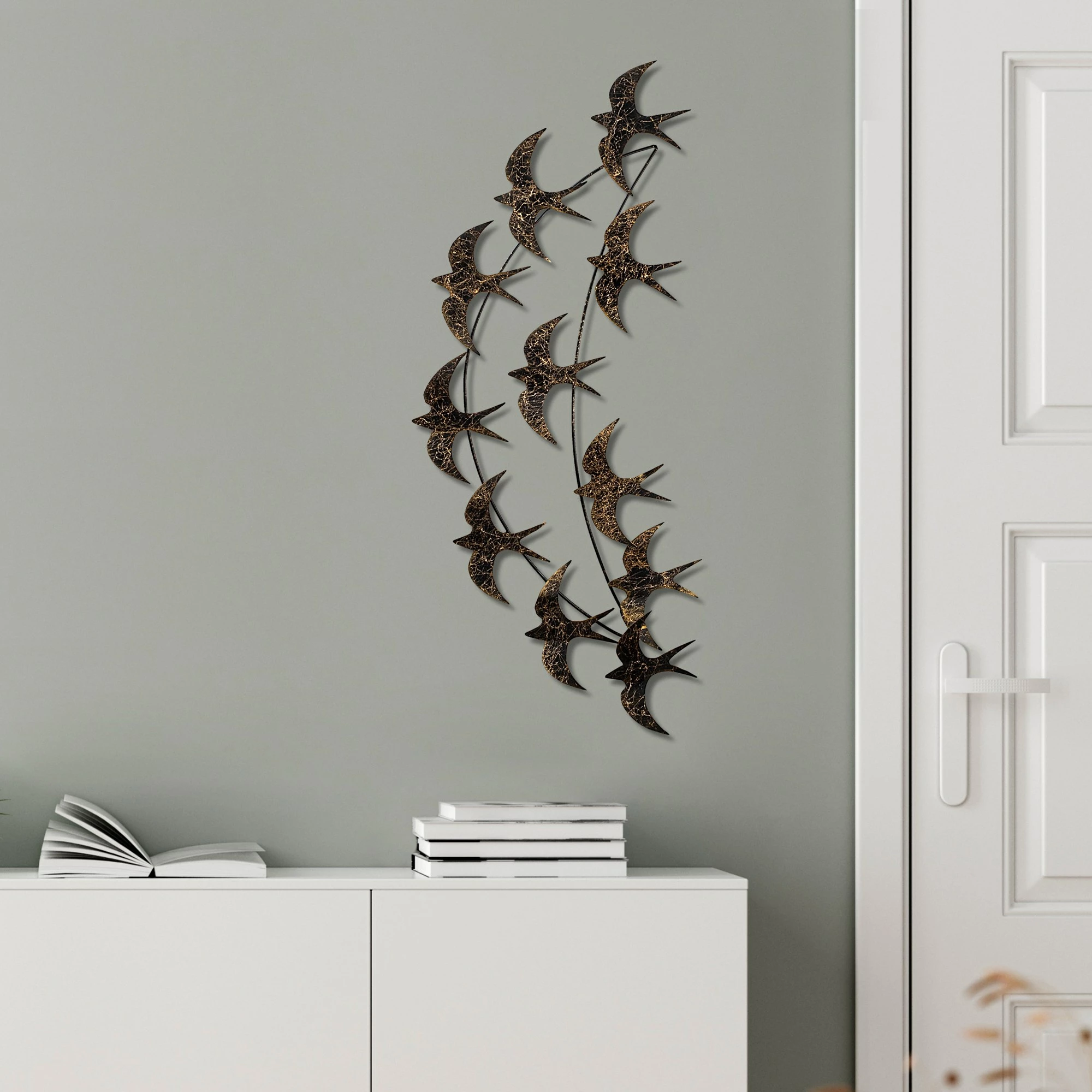 Aksesor dekorativ metalik për mur, Wallity, Flight 3, shumëngjyrësh, 50x100x5cm