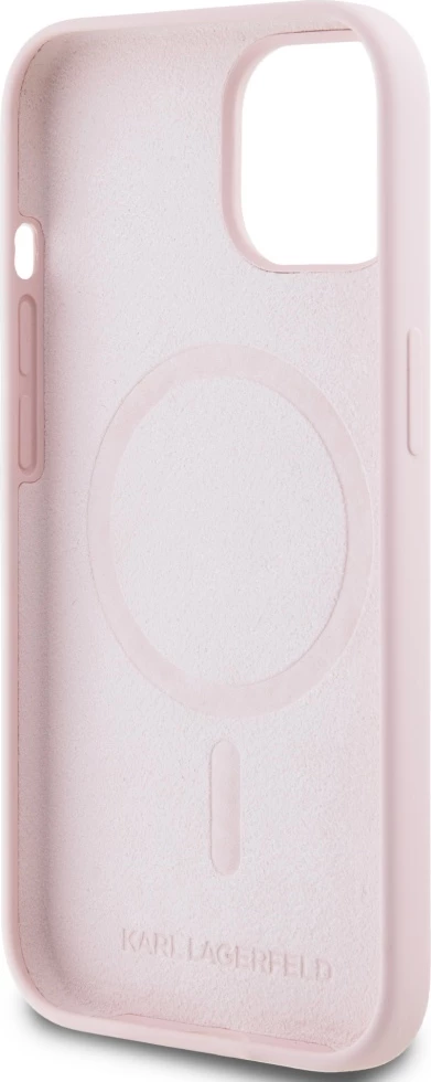 Mbështjellës Karl Lagerfeld Silicone Karl&Choupette MagSafe për iPhone 15, Rozë