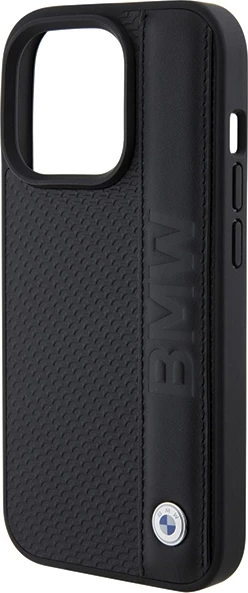 Mbështjellës BMW Leather Textured & Stripe për iPhone 15 Pro Max, i zi