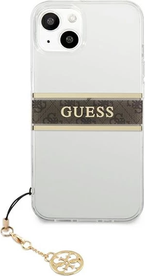 Mbështjellës Guess GUHCP13SKB4GBR për iPhone 13 mini 5.4", transparent, me varëse, kafe