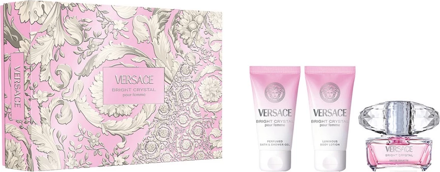 Set Eau de Toilette për femra Versace Bright Crystal 50ml + shower gel 50ml + body lotion 50ml