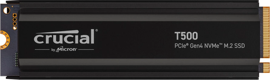 SSD Crucial T500 2TB PCIe Gen4 NVMe M.2 2280 me heatsink, e zezë
