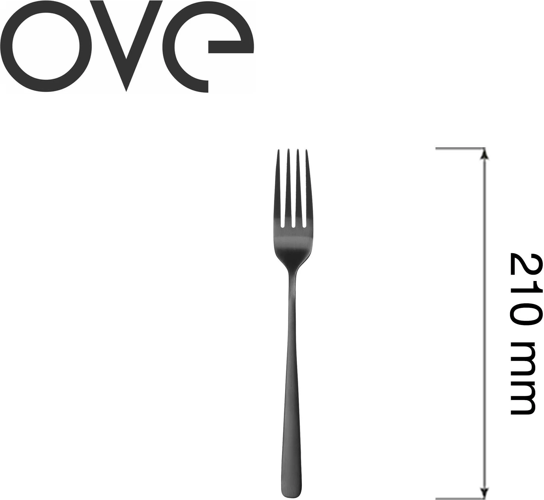 Pirun tavoline OVE Fjord Black 210 mm, i zi, set 12 copë