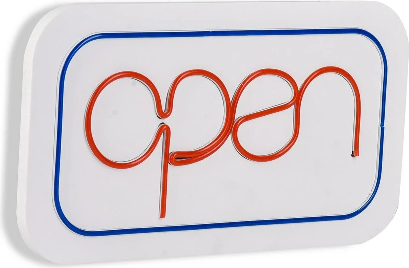 Dritë dekorative LED plastike, OPEN, ngjyrë kaltër-kuqe