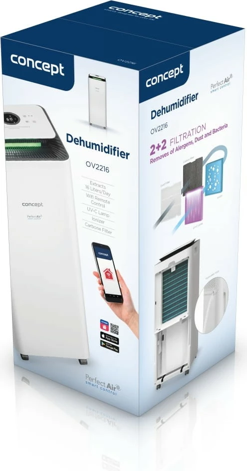 Dehumidifikues dhe pastrues ajri Concept Perfect Air Smart OV2216, i bardhë