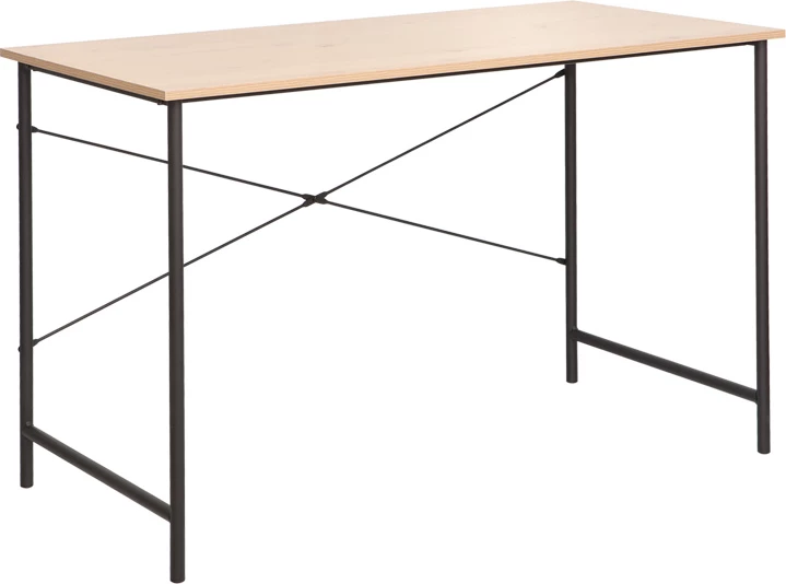 Tavolinë pune Senzia, ngjyrë natyrale, metal i zi, 120x60x75cm