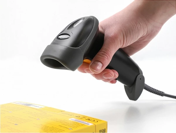 Skaner barkodi DeLOCK USB 1D Laser, kabllo 2 m, me mbajtëse, i zi