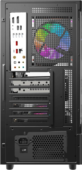 Kasë DarkFlash DS950 ATX Midi Tower me 6 ventilatorë, panel xhami i temperuar 270°, USB-C 3.2 Gen 2, e zezë