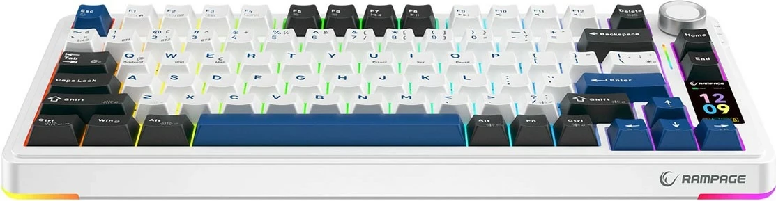 Tastierë mekanike wireless Rampage Quell Pro, 75%, RGB, Hot-Swap, Bluetooth/2.4G, e bardhë