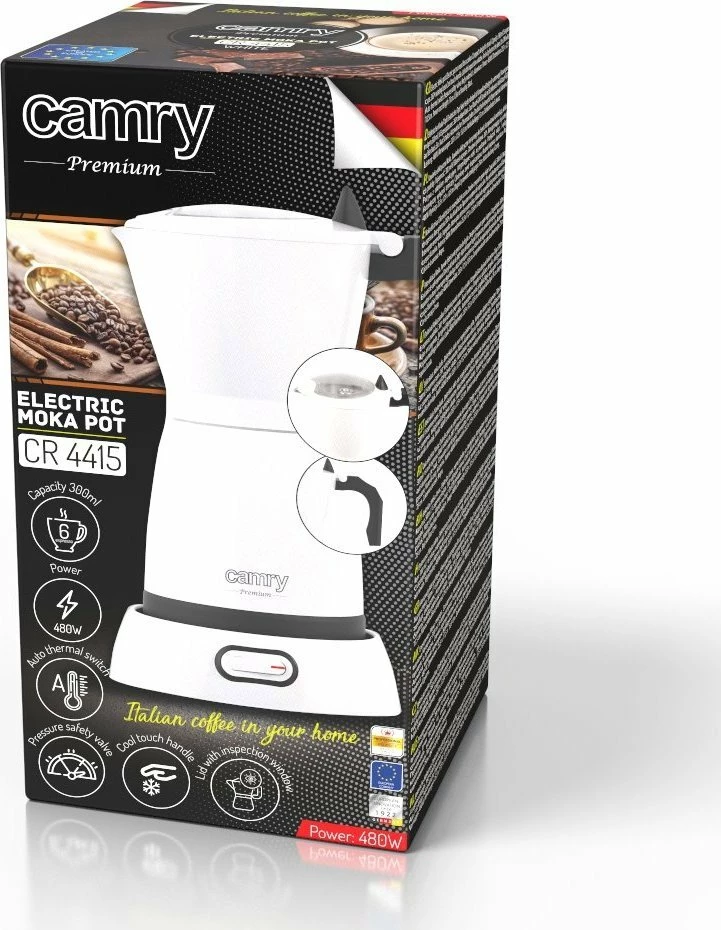 Makinë kafe moka elektrike Camry CR4415W, 6 filxhana (300 ml), e bardhë