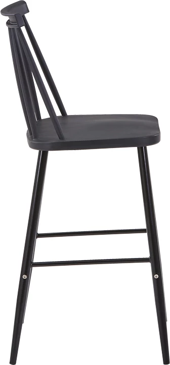 Karrige për bar Aurora I pp, ngjyrë e zezë, këmbë metalike e zezë, 42x47x99cm