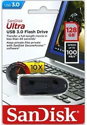USB SanDisk Ultra, 128 GB, USB Type-A, 3.2 Gen 1, 100 MB/s, Slide, Black