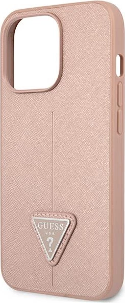 Mbështjellës Guess SaffianoTriangle Logo për iPhone 14 Pro Max 6.7", Rozë