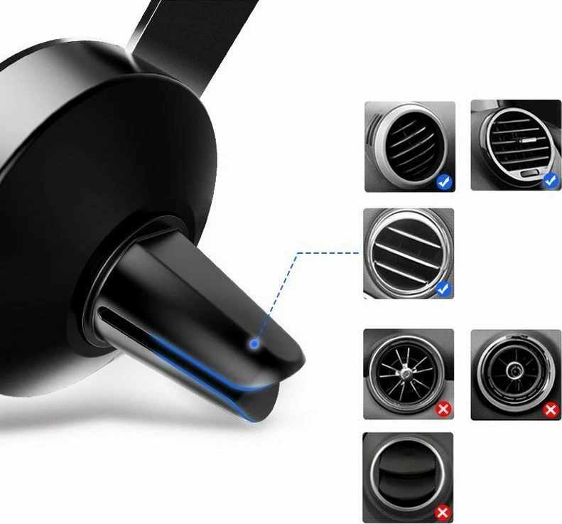 Mbajtëse telefoni për veturë Ugreen LP130 Gravity, për grilë ventilimi, 4.7-6.5", rrotullim 360°, Silver