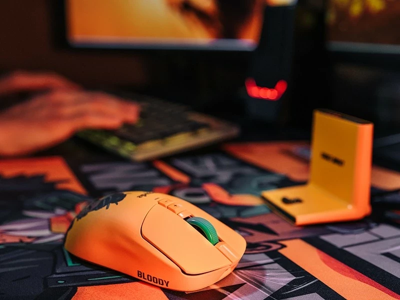 Maus A4Tech Bloody R72 ULTRA DUO Renegade Sunset, wireless, RGB, i verdhë