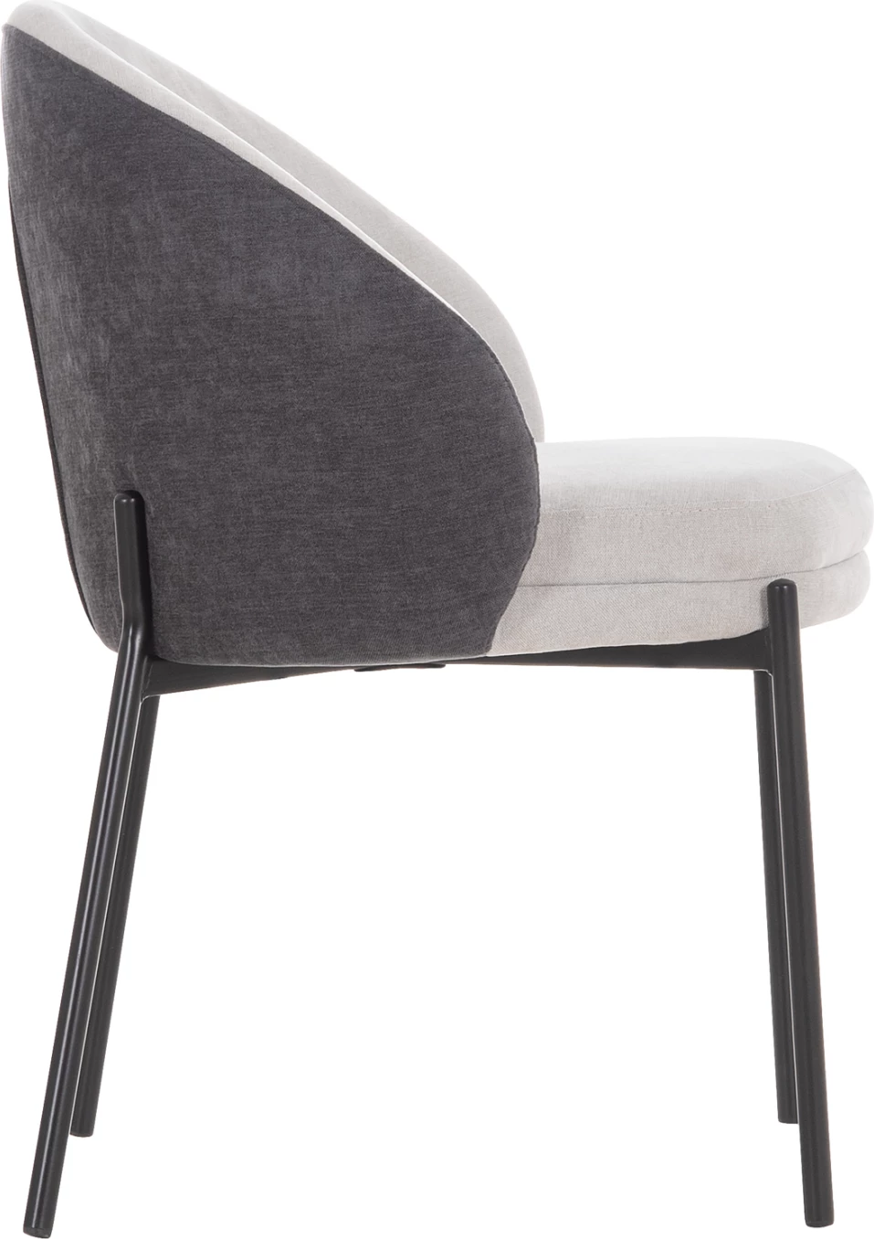 Karrige ngrënieje Detton, set prej 2 copë, material gri, këmbë metalike të zeza, 50x55x77cm