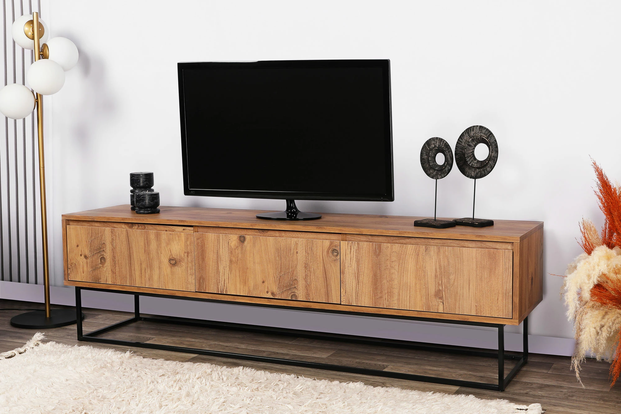 Komodë TV Skye Decor, Lupin 180, ngjyrë arre, e zezë