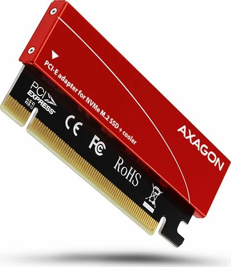 Adapter PCIe x16 në M.2 NVMe Axagon PCEM2-S, PCIe 3.0 x4, 2230-2280, ftohës pasiv, kuqe