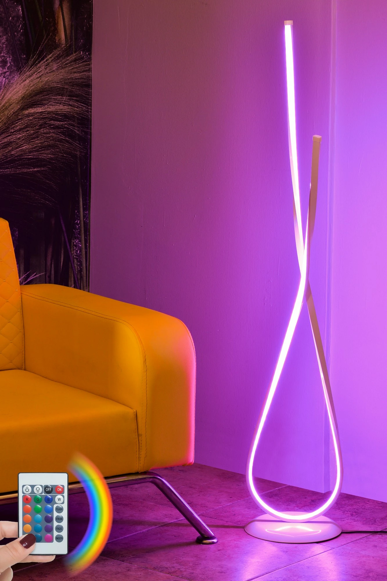 Llambë dyshemeje Opviq Van Gogh, e bardhë, shumëngjyrëshe