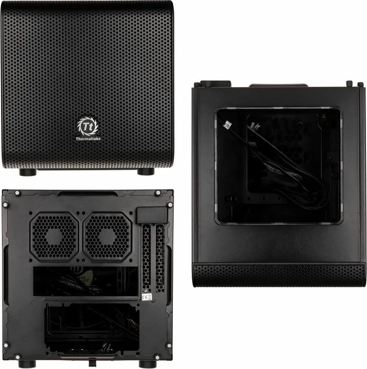 Kasë Thermaltake Core V1 CA-1B8-00S1WN-00 Mini-ITX Cube Tower me dritare, pa furnizim rryme, e zezë
