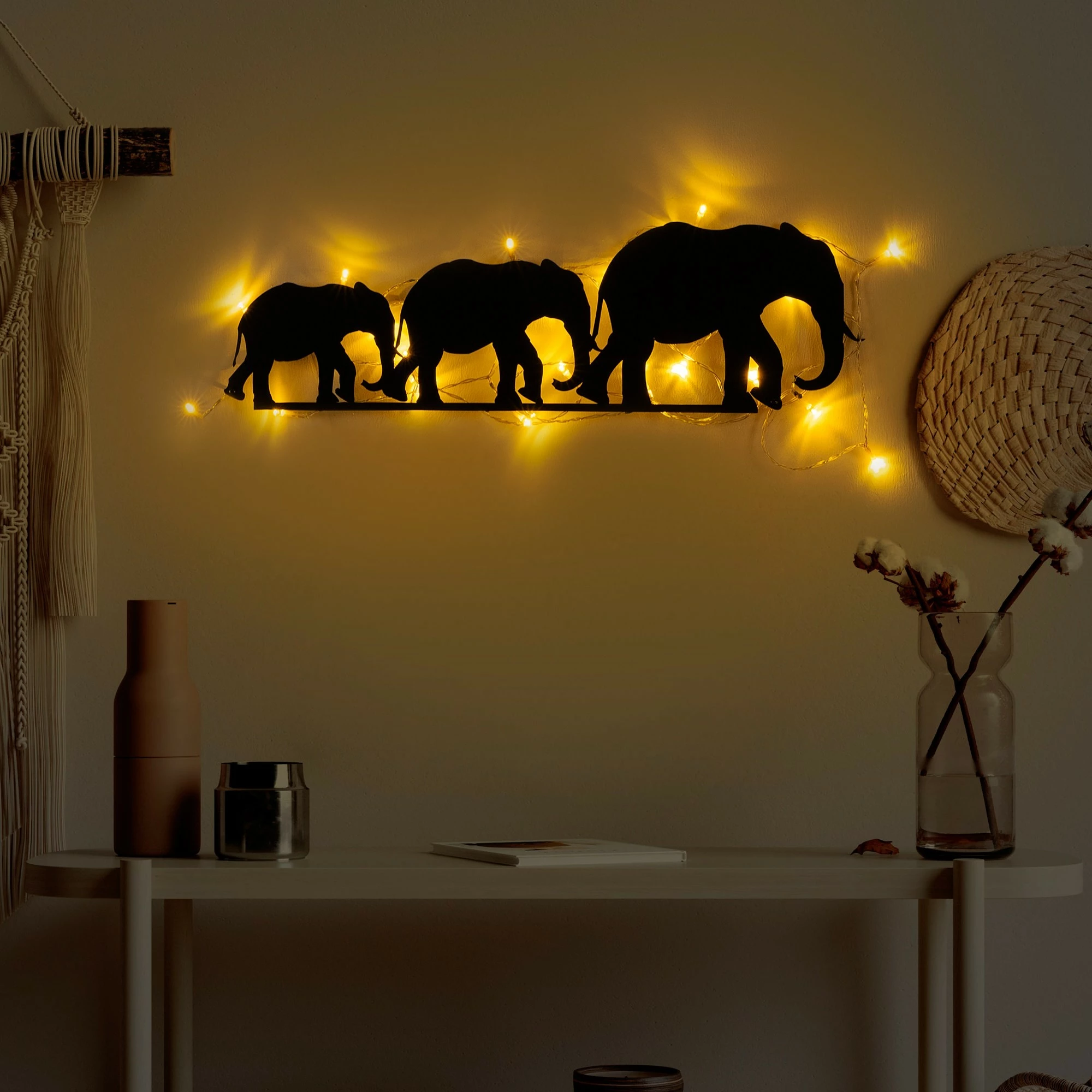 Aksesor dekorativ metalik për mur, elefant, Wallity 070
