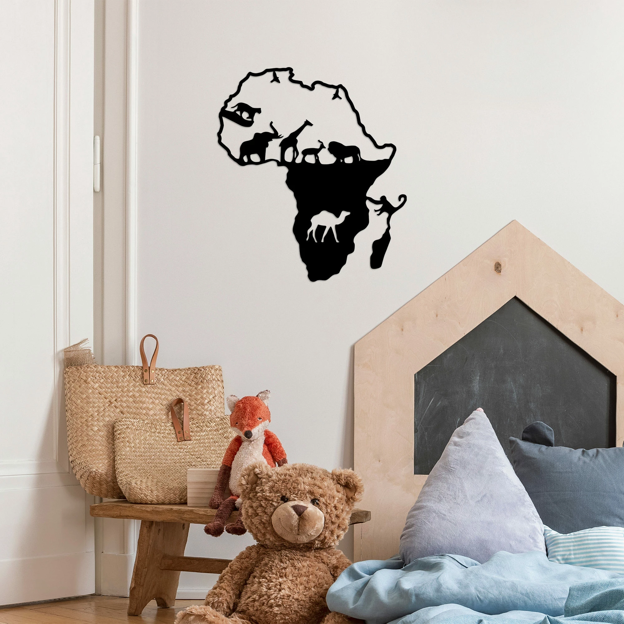 Aksesor dekorativ metalik për mur, kafshët e Afrikës, Wallity, 454