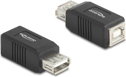 Adapter USB DeLOCK 67203, USB-A femër / USB-B femër, USB 2.0, i zi