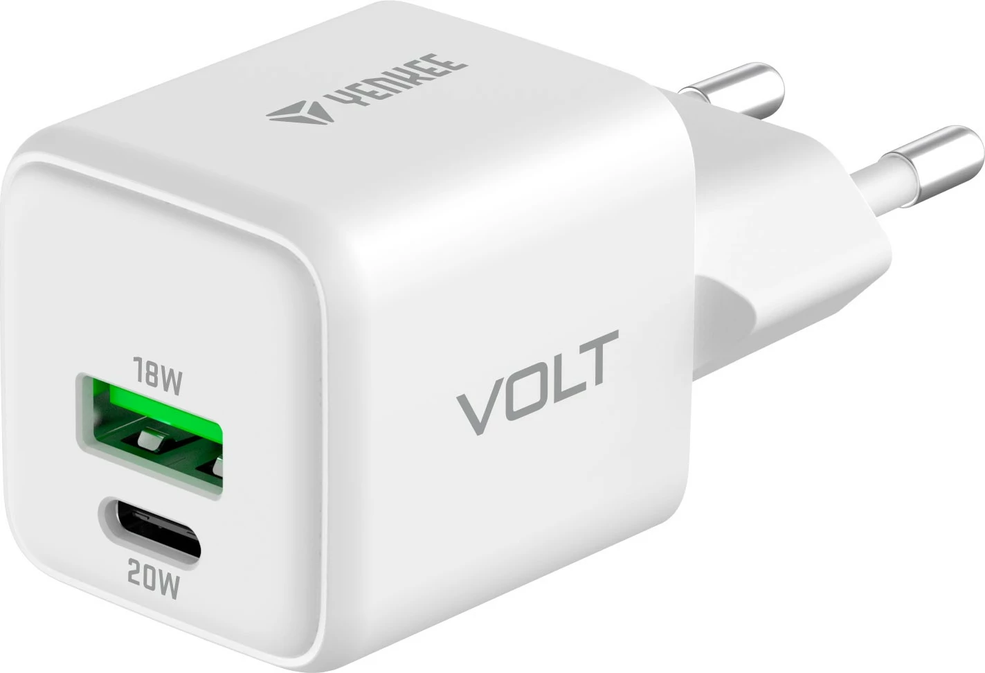 Karikues muri YENKEE YAC G38 VOLT, 20W, 2 porta USB (USB-A + USB-C), Bardhë