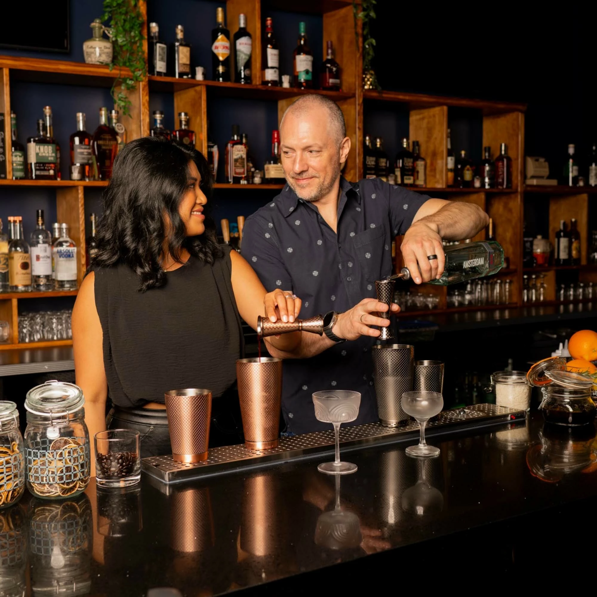 Matës koktej (jigger), BarFly, Diamond Lettice stil japonez, 30/60 ml, e zezë