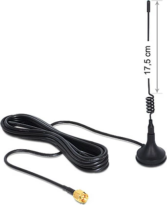 Antenë GSM/UMTS DeLOCK, RP-SMA, 3 dBi, kabllo 2 m, e zezë