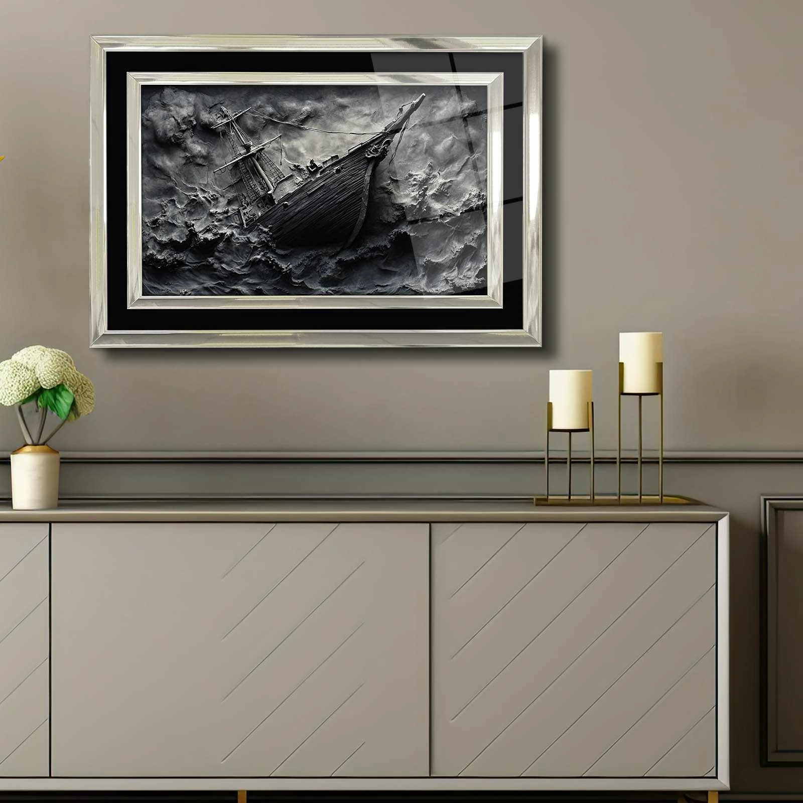 Pikturë dekorative me kornizë Wallity, 4363Kromgumusct - 012, shumëngjyrëshe, 43x65cm