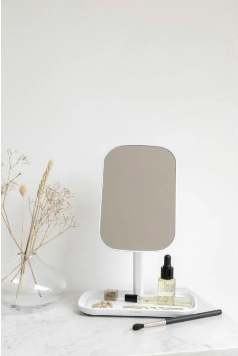 Pasqyrë tavoline Brabantia ReNew me tabaka ruajtjeje, 360° e rregullueshme, Dark White